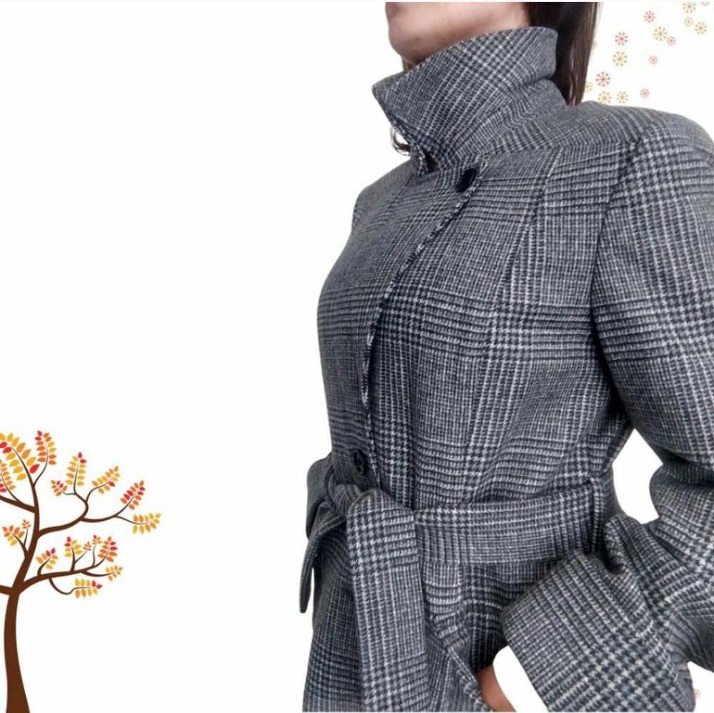 Brooks Brothers Gray Plaid Coat 100% wool  Size 8